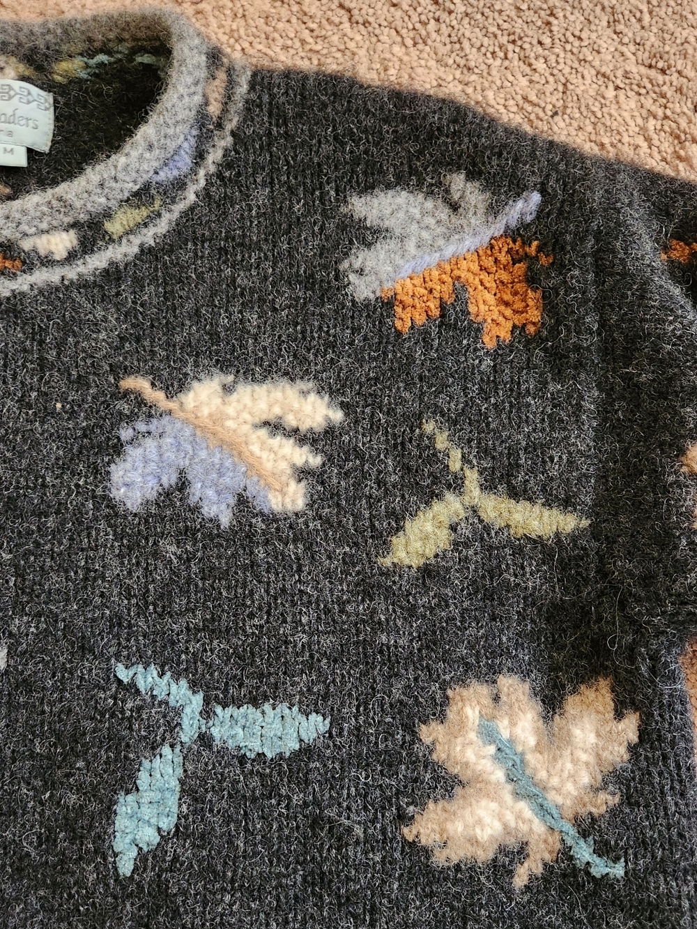 Vintage Nomadic Traders Sweater Womens Medium Nordic Leaf Wool Knit 90s Y2K Fall - Picture 6 of 7